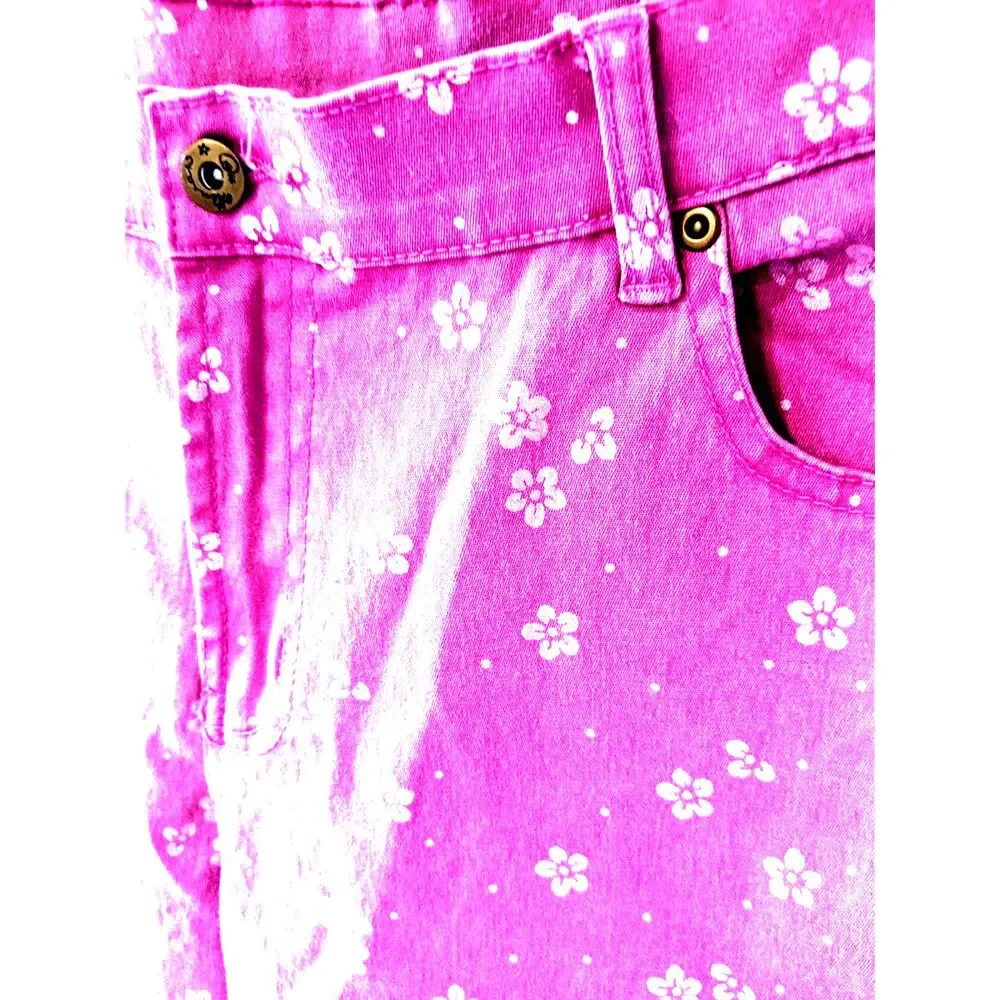 DG Diane Gilman Jeans Pinkish Purple Floral Stretch Sz 18 WP Coquette Kidcore